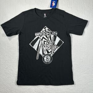 NBA Brooklyn Nets Short Sleeve Tee Shirt Youth Medium Black Metallic Basketball